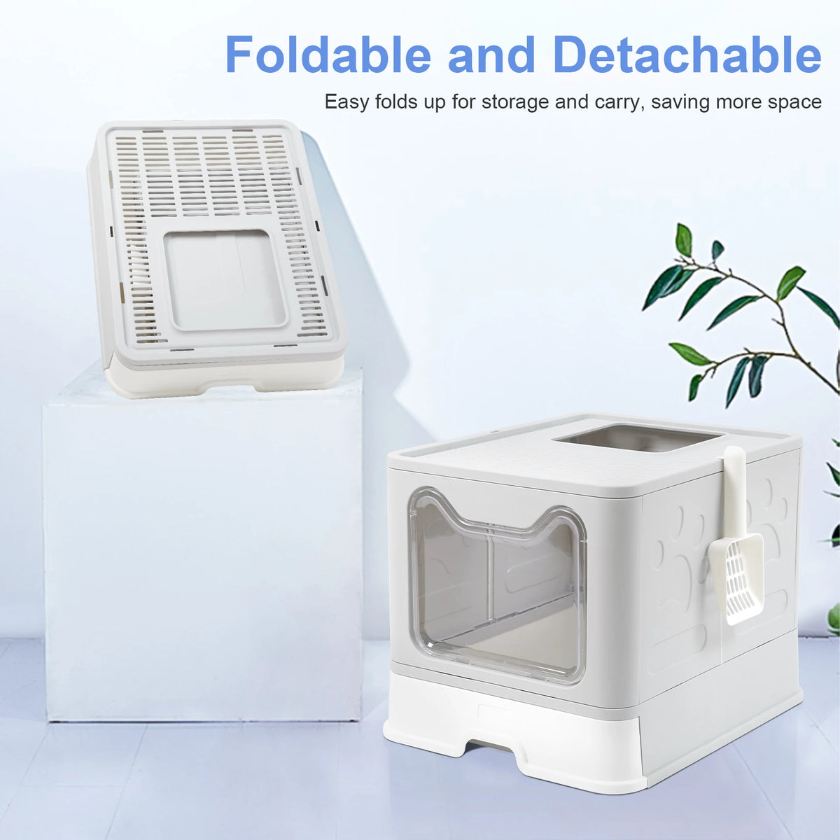 XXL Foldable Cat Litter Box with Front Entry