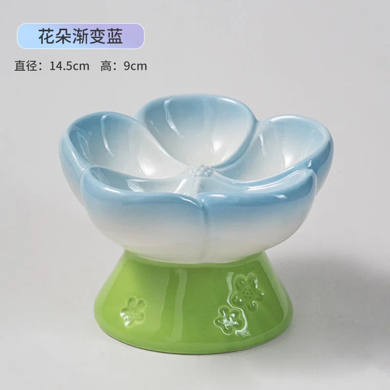 Elevated Ceramic Slow Feeder Bowl for Cats and Dogs