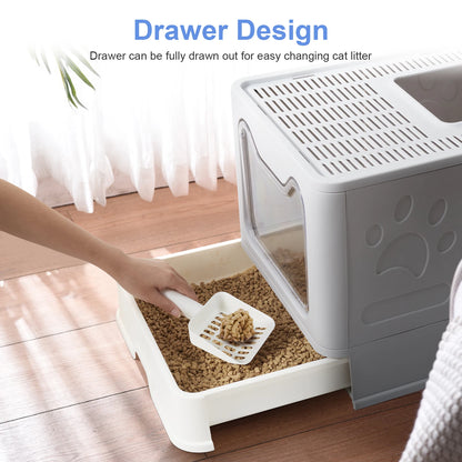 XXL Foldable Cat Litter Box with Front Entry