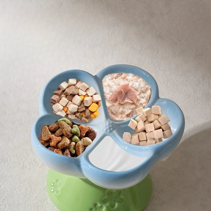 Elevated Ceramic Slow Feeder Bowl for Cats and Dogs