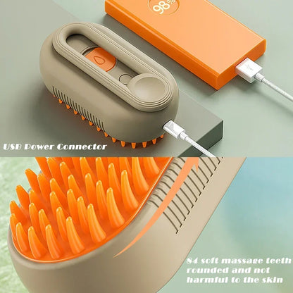 3-in-1 Steam Cat Brush for Grooming and Hair Removal
