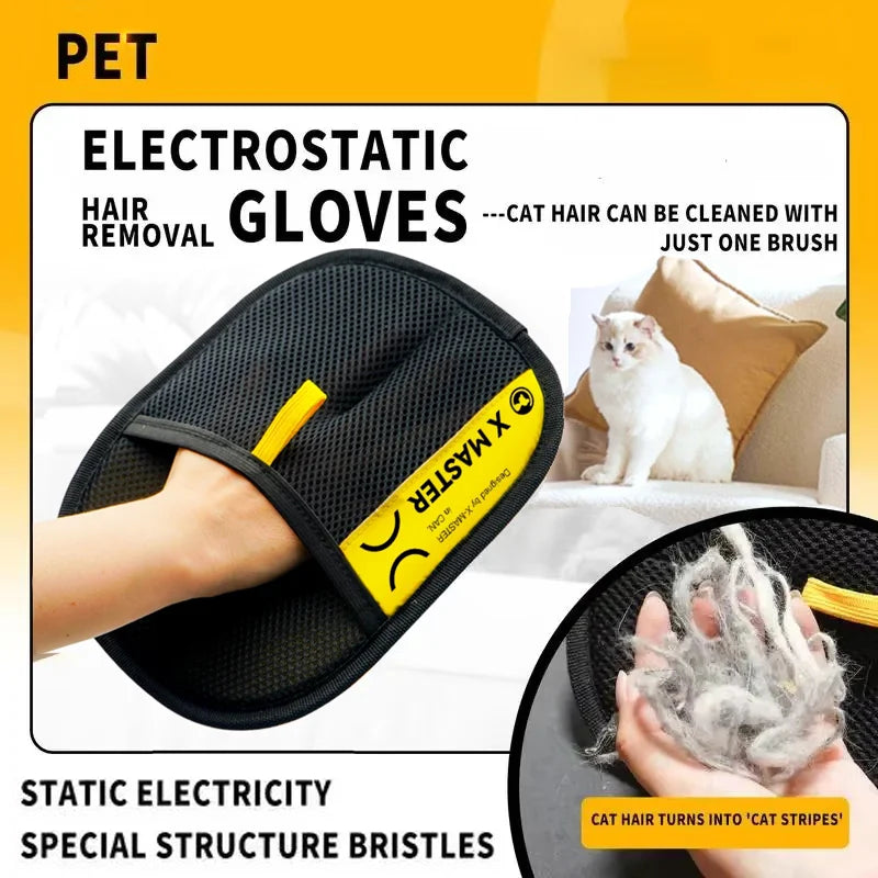 Electrostatic Pet Hair Remover Gloves for Cats and Dogs