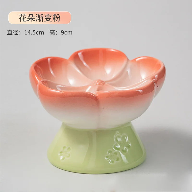 Elevated Ceramic Slow Feeder Bowl for Cats and Dogs