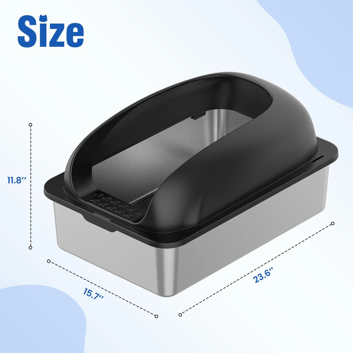 24-Inch Stainless Steel Cat Litter Box with Lid