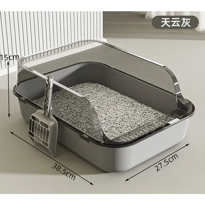 Semi-Covered Cat Litter Box with Scoop Odor Control