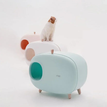 Mochi Shaped Enclosed Cat Litter Box for Home