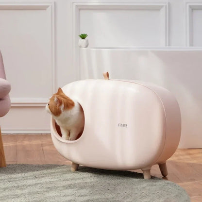 Mochi Shaped Enclosed Cat Litter Box for Home