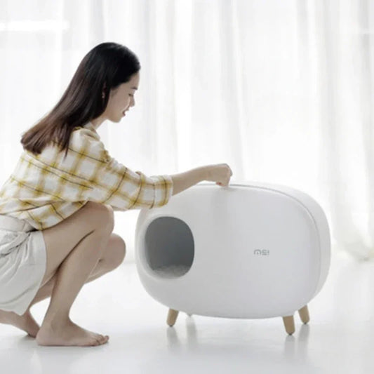Mochi Shaped Enclosed Cat Litter Box for Home