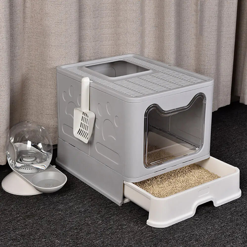 XXL Foldable Cat Litter Box with Front Entry