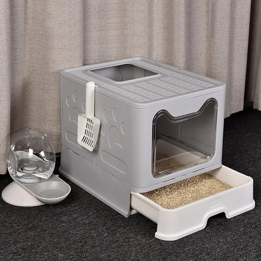 XXL Foldable Cat Litter Box with Front Entry