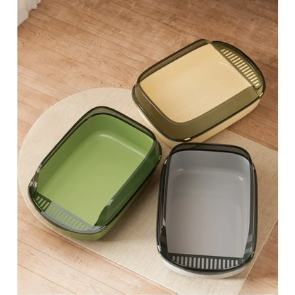 Semi-Covered Cat Litter Box with Scoop Odor Control