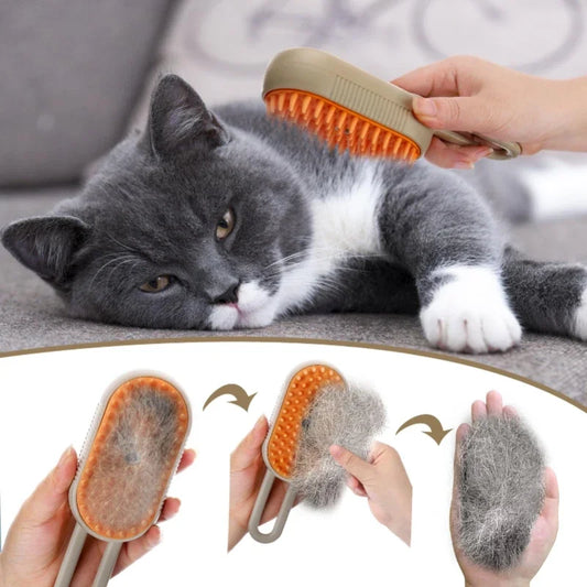 3-in-1 Steam Cat Brush for Grooming and Hair Removal