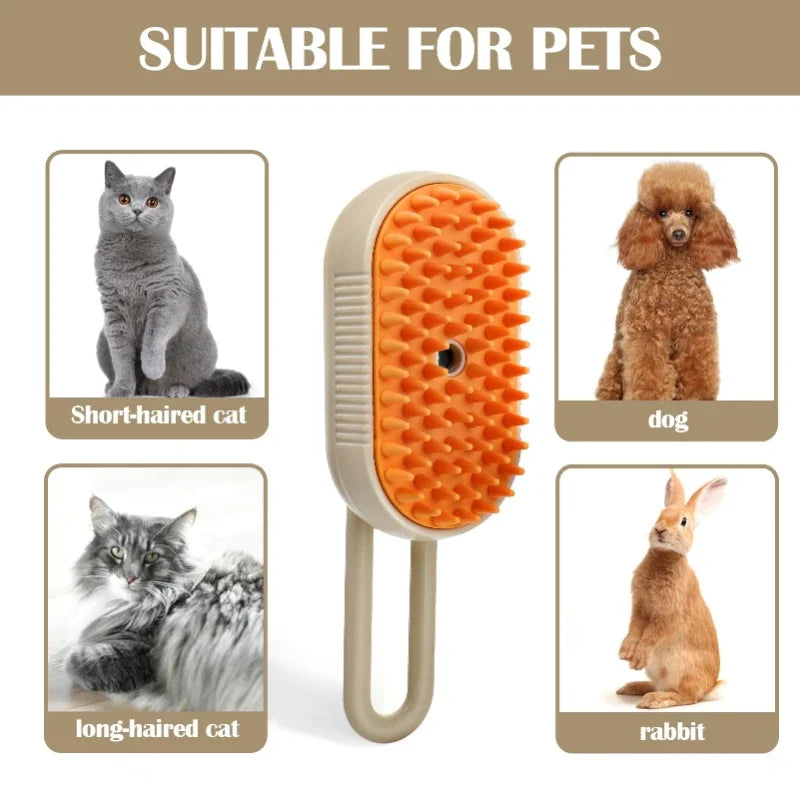3-in-1 Steam Cat Brush for Grooming and Hair Removal
