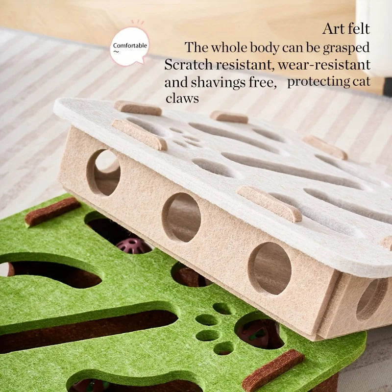 Interactive Cat Puzzle Toy with Maze Tunnel for Cats