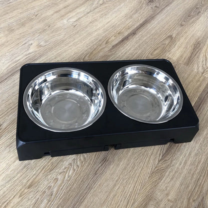 Adjustable Elevated Dog Feeder Stand with Stainless Steel Bowls