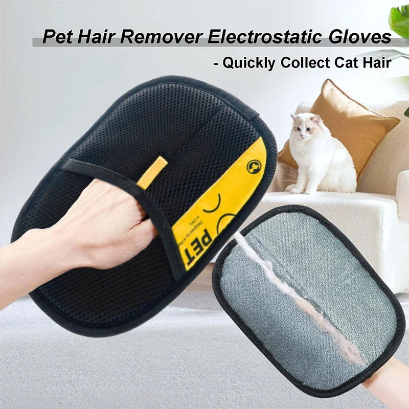 Electrostatic Pet Hair Remover Gloves for Cats and Dogs