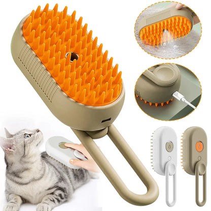 3-in-1 Steam Cat Brush for Grooming and Hair Removal