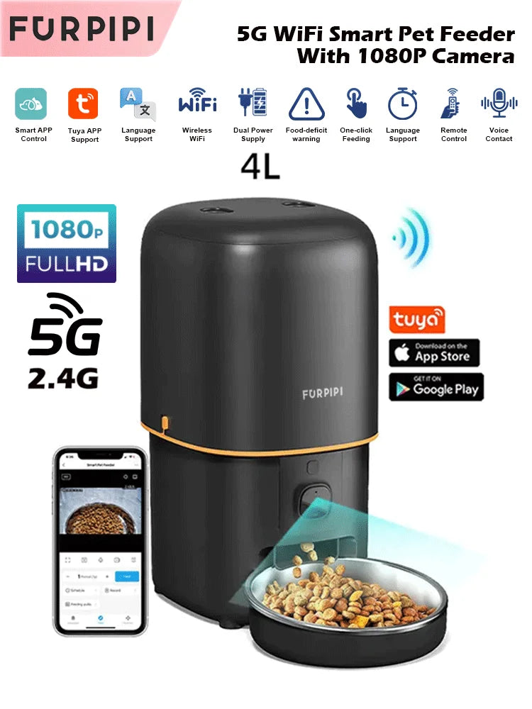 Smart Automatic Cat Feeder with Camera WiFi App Control