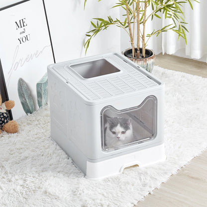 XXL Foldable Cat Litter Box with Front Entry