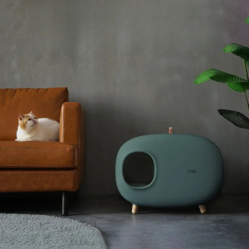 Mochi Shaped Enclosed Cat Litter Box for Home