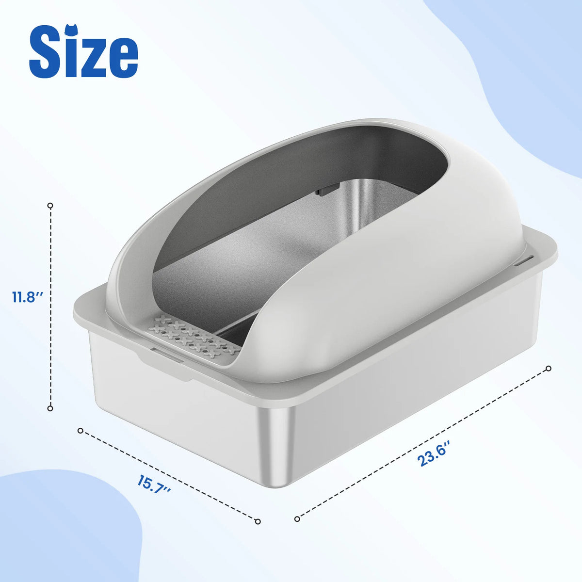 24-Inch Stainless Steel Cat Litter Box with Lid