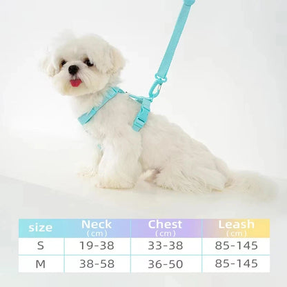 Adjustable Reflective Dog Harness Collar Leash Set