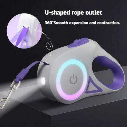 LED Retractable Dog Leash with Light for Walking