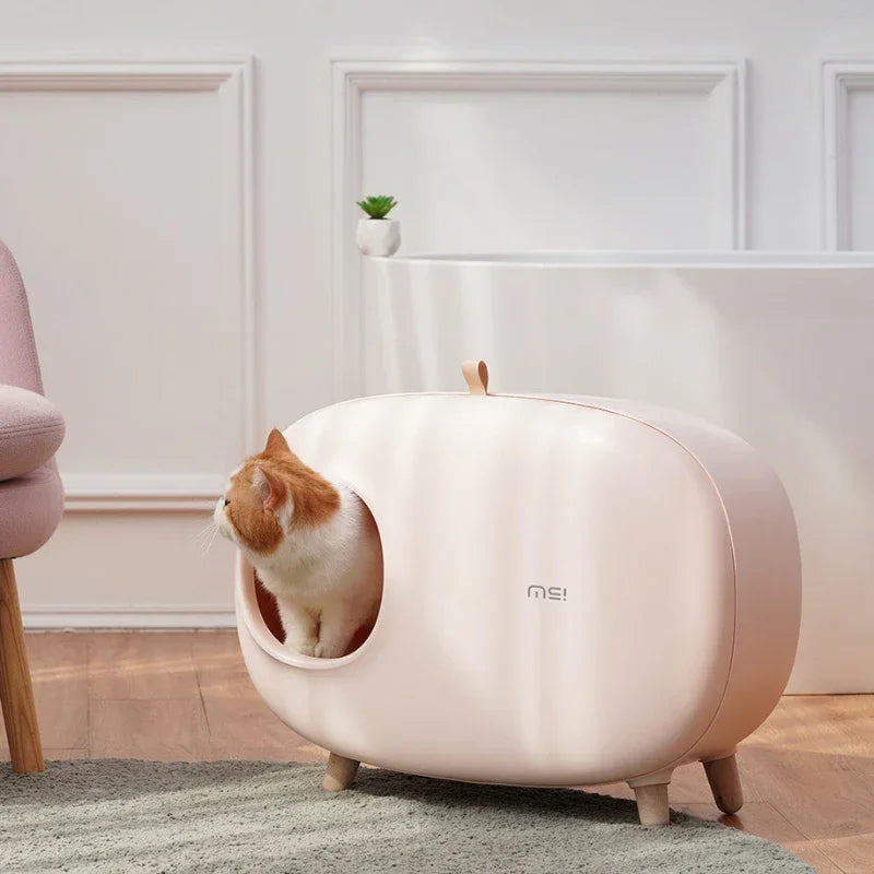 Mochi Shaped Enclosed Cat Litter Box for Home