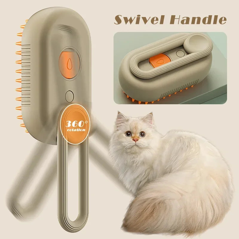 3-in-1 Steam Cat Brush for Grooming and Hair Removal
