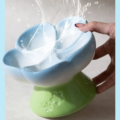 Elevated Ceramic Slow Feeder Bowl for Cats and Dogs