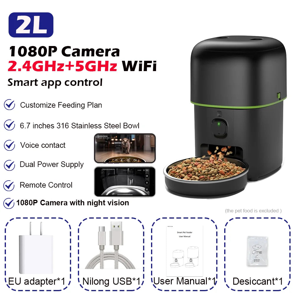 Smart Automatic Cat Feeder with Camera WiFi App Control