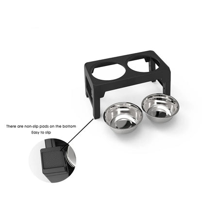Adjustable Elevated Dog Feeder Stand with Stainless Steel Bowls