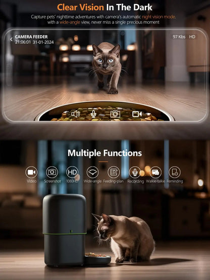 Smart Automatic Cat Feeder with Camera WiFi App Control